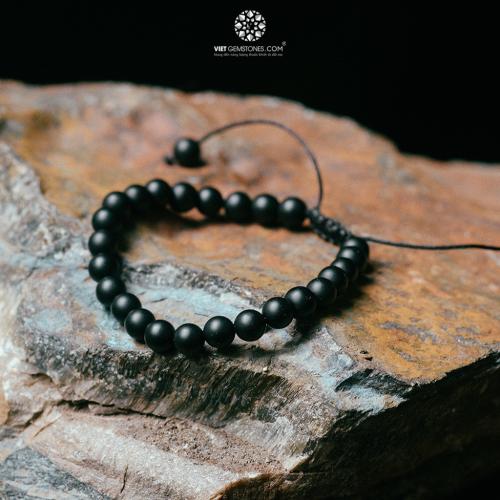 Vòng tay đá Obsidian nhám 6mm