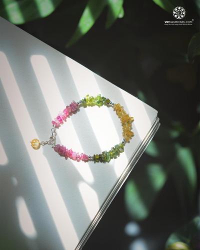 Lắc tay đá vụn Tourmaline