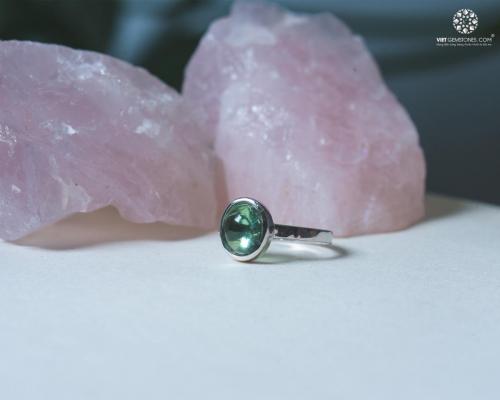 Nhẫn bạc đá Tourrmaline xanh 