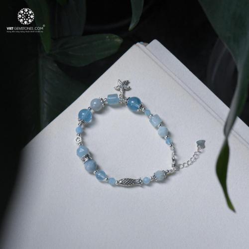 Lắc tay đá Aquamarine - Hải Lam Ngọc