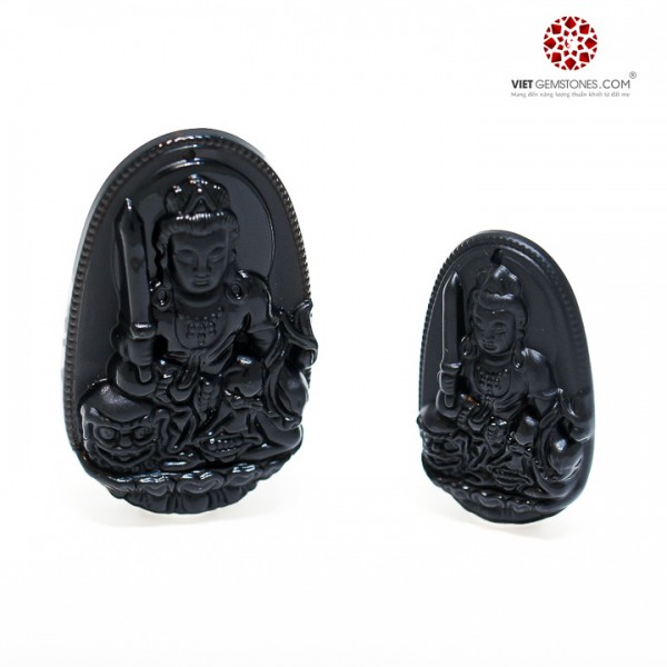 Phật bản mệnh tuổi Mão Văn Thù Bồ Tát Obsidian Tự Nhiên L