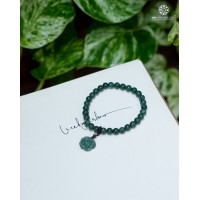 Vòng Tay Cẩm Thạch Lam Ngọc Charm Hoa Hồng