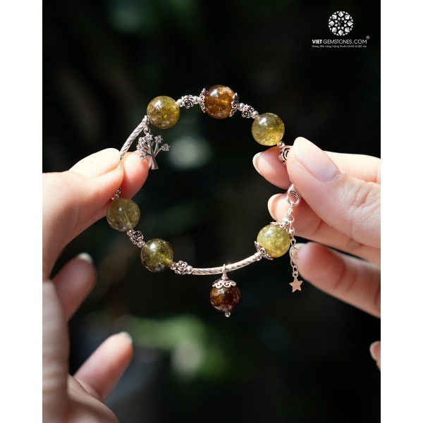 Lắc Tay Hồng Lựu Xanh - Andradite Garnet Charm Tree Of Life