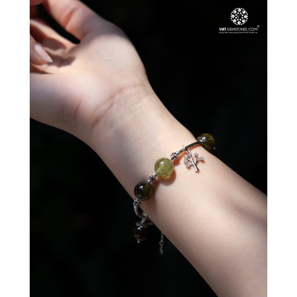 Lắc Tay Hồng Lựu Xanh - Andradite Garnet Charm Tree Of Life